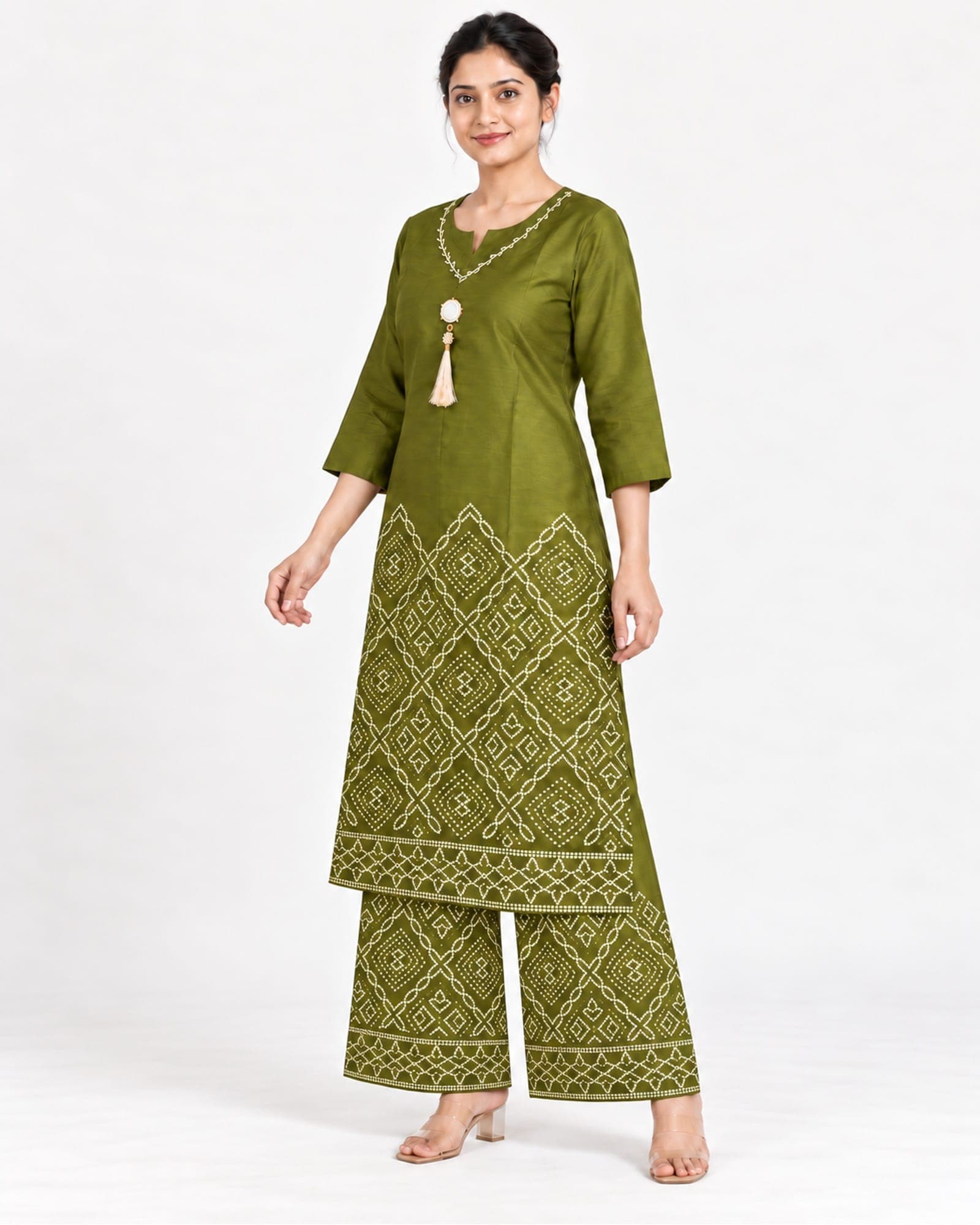 Geometric Print 2-Piece Kurti & Palazzo Set – 4 Colours, photo 2 of 6