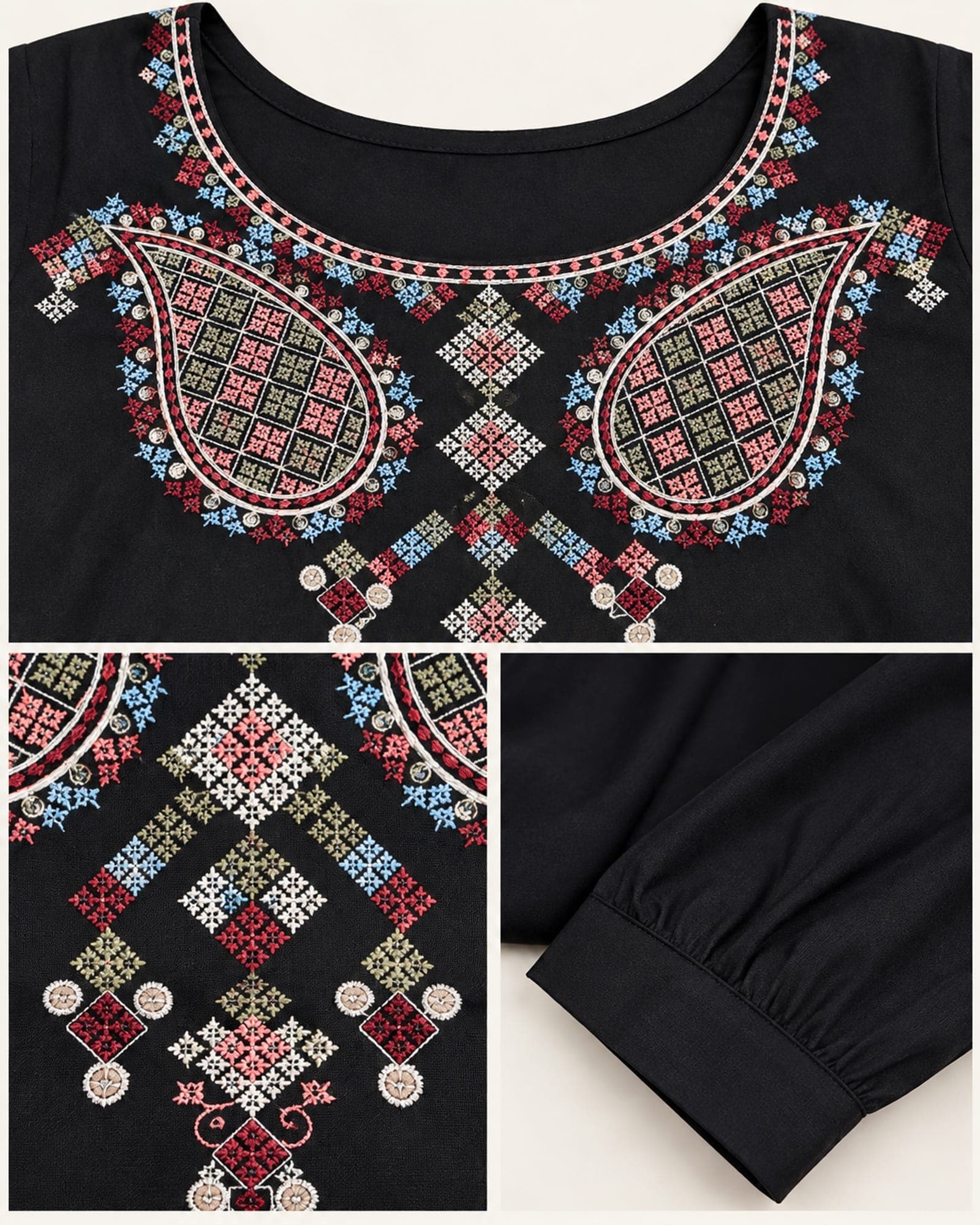 Rayon Paisley-Embroidered Short Top Only — 4 Colours, photo 4 of 5