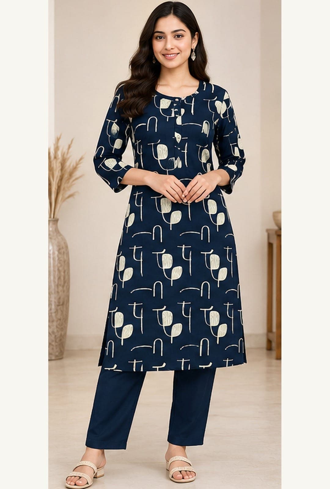 PP-916 Women's Abstract Print Kurti & Pant Set