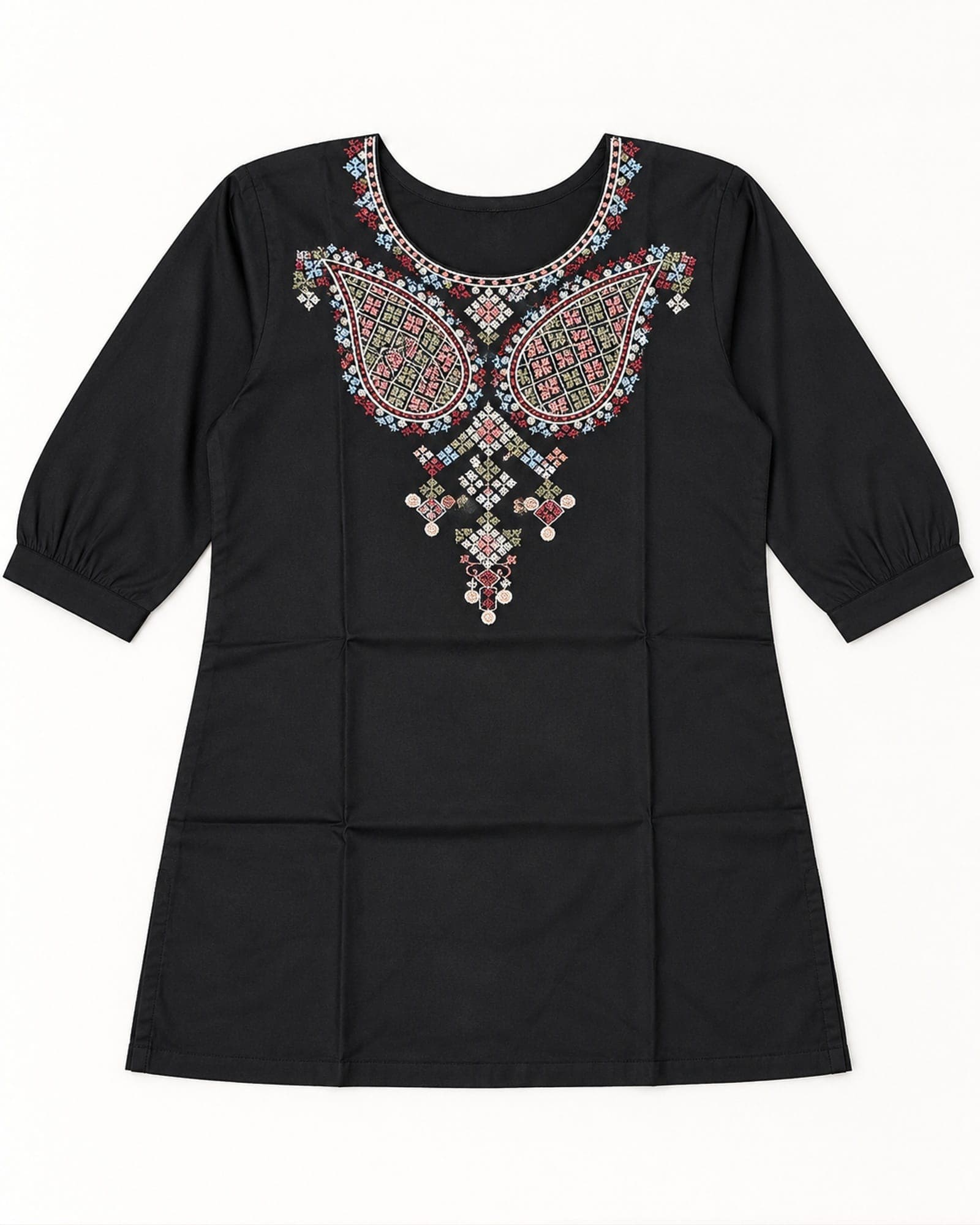 Rayon Paisley-Embroidered Short Top Only — 4 Colours, photo 3 of 5