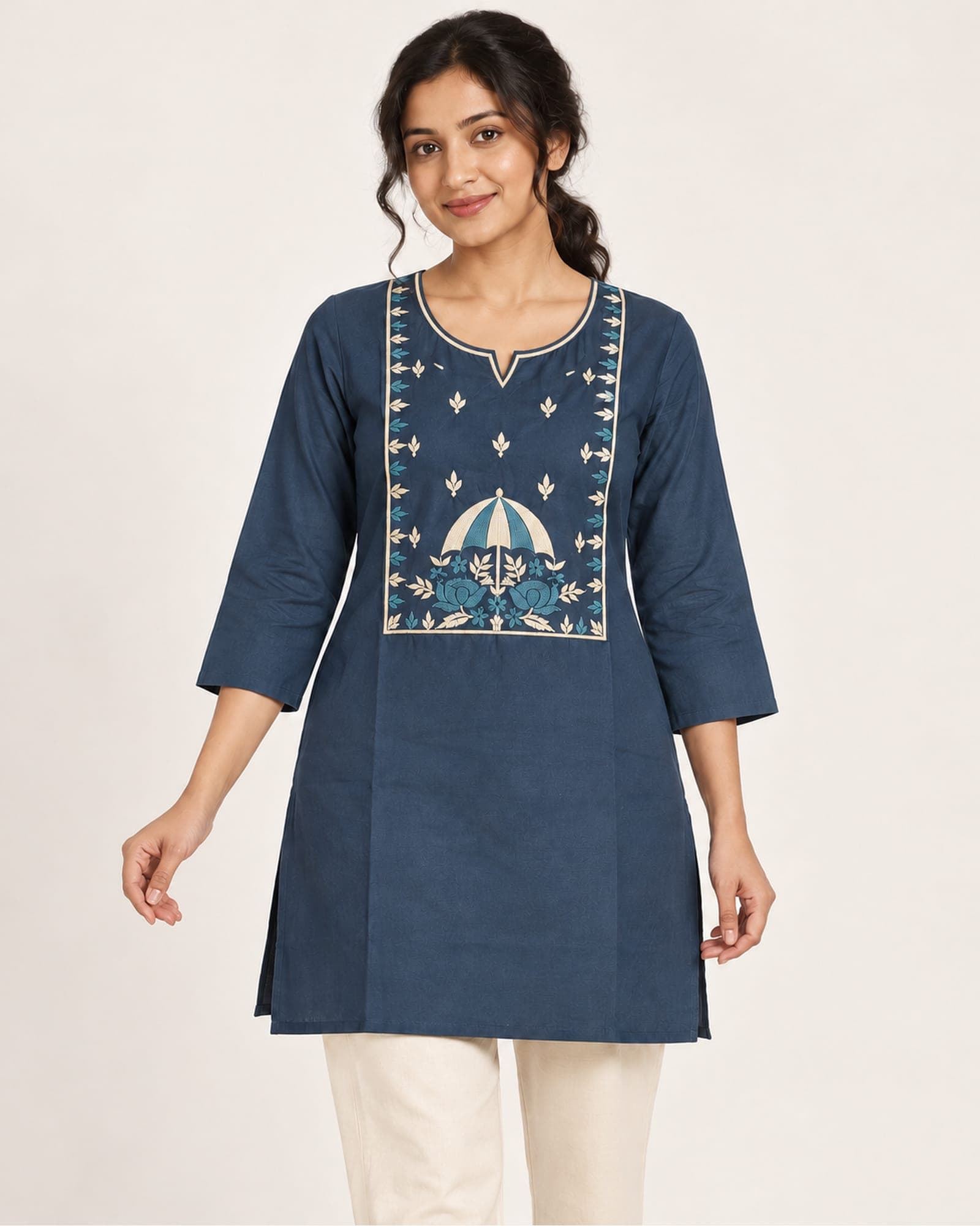 Embroidered Short Kurti Collection — Top Only, 6 Colour & Design Options