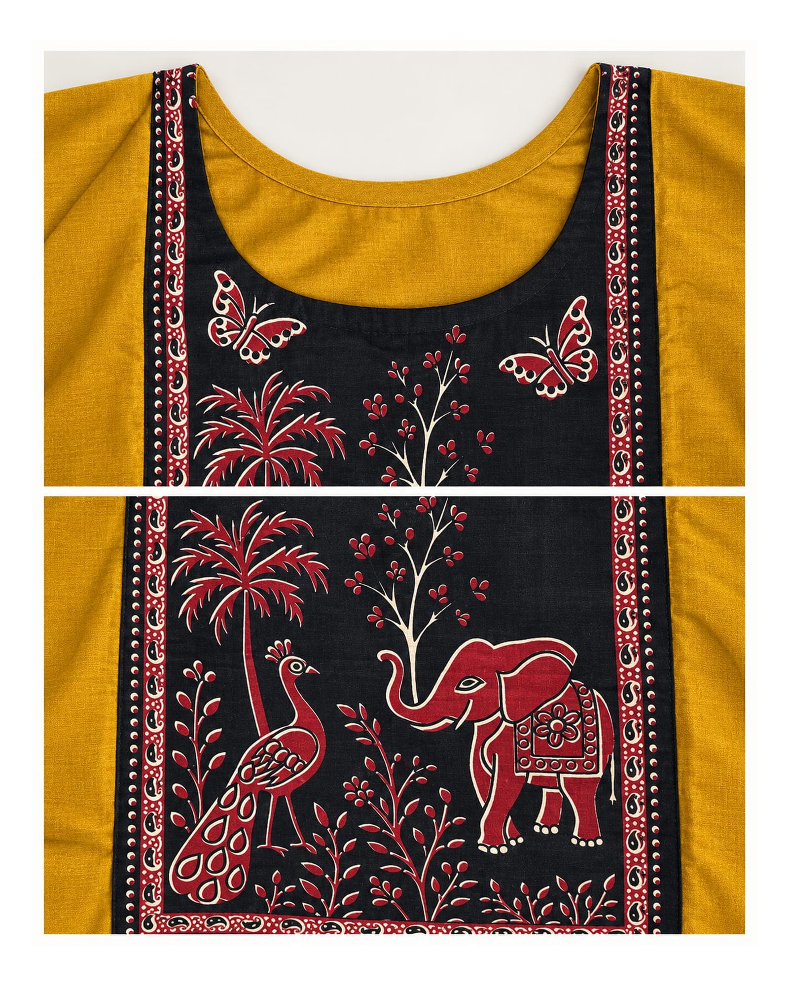 Maroon & Mustard Printed Panel Short Tunic — Top Only, photo 9 of 9