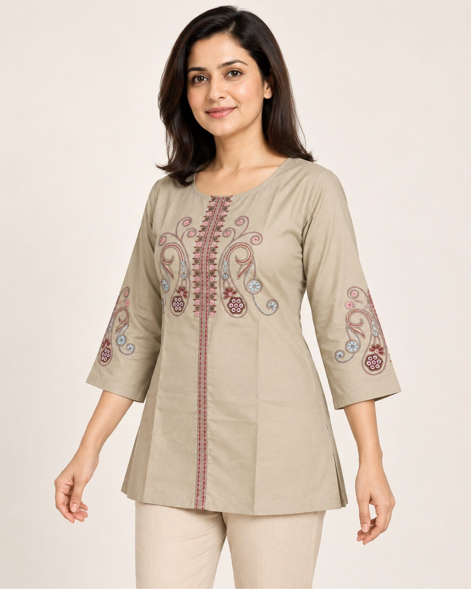 Rayon Paisley-Embroidered Short Top Only — 4 Colours, photo 2 of 5