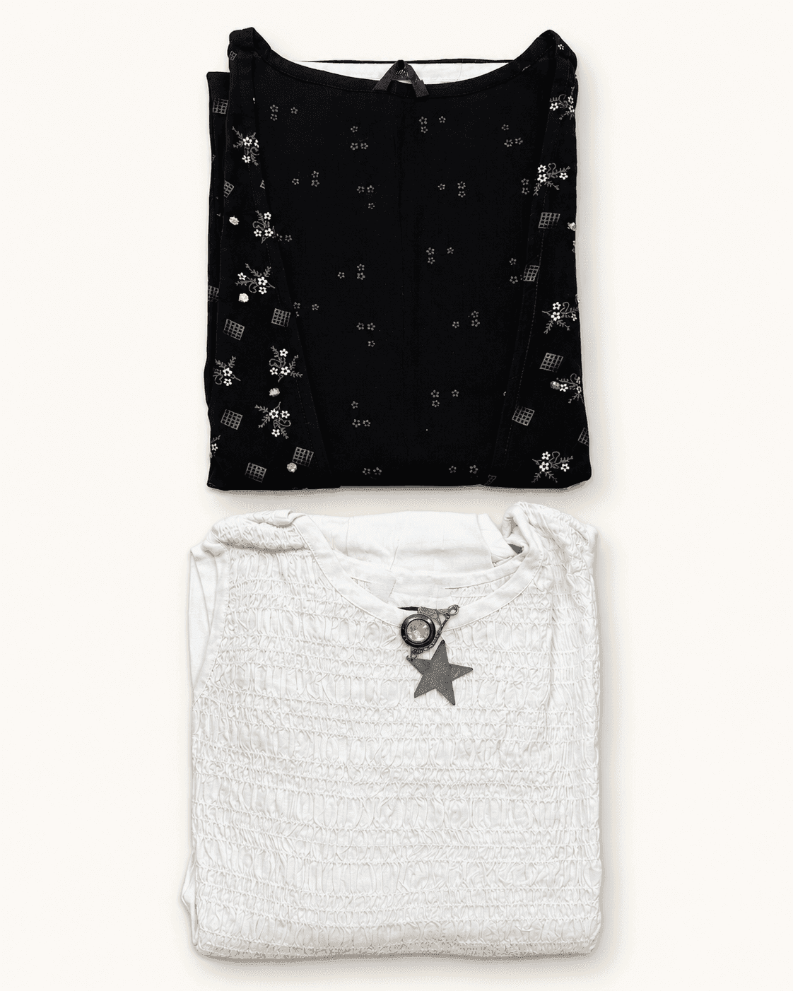 Smocked Inner Dress & Printed Koti — 2-Piece Set (Pink/Charcoal, Black/White), photo 6 of 9